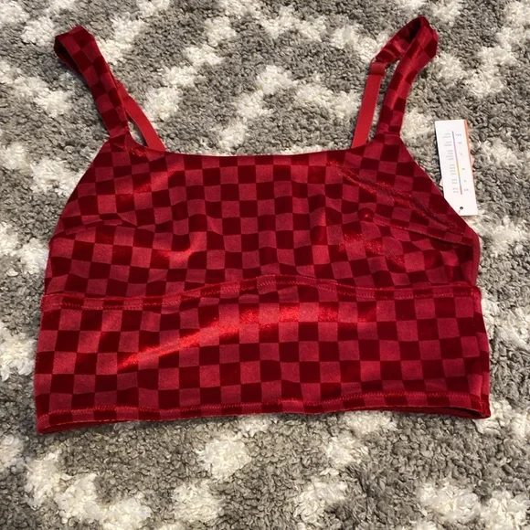 colsie Red Checkered Tank Top size Medium red velvet Brami crop top - Picture 3 of 9